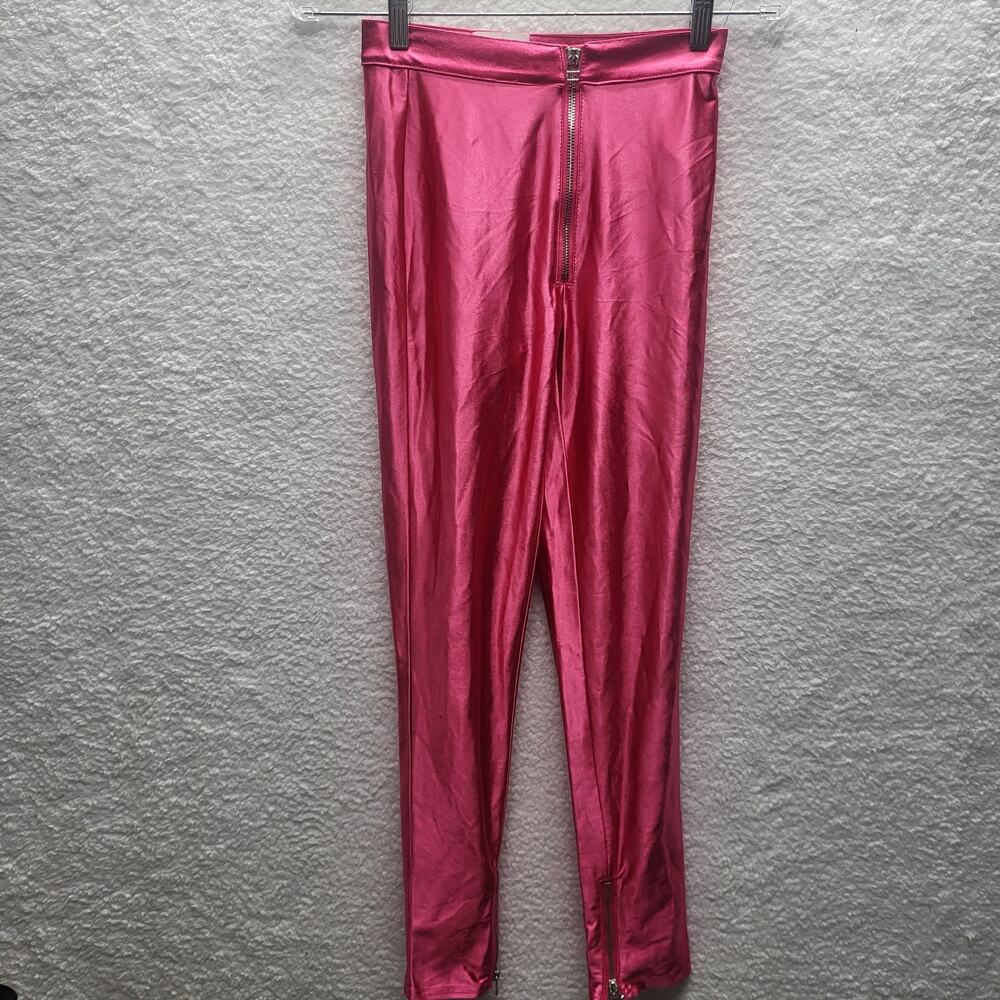 Urban Outfitters Women's XS Pink Metallic High Rise Skinny Pants Ankle Zip